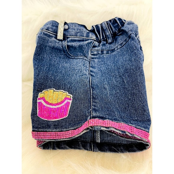 Girls 4 Denim Shorts w/ Pink Bling - Picture 2 of 4